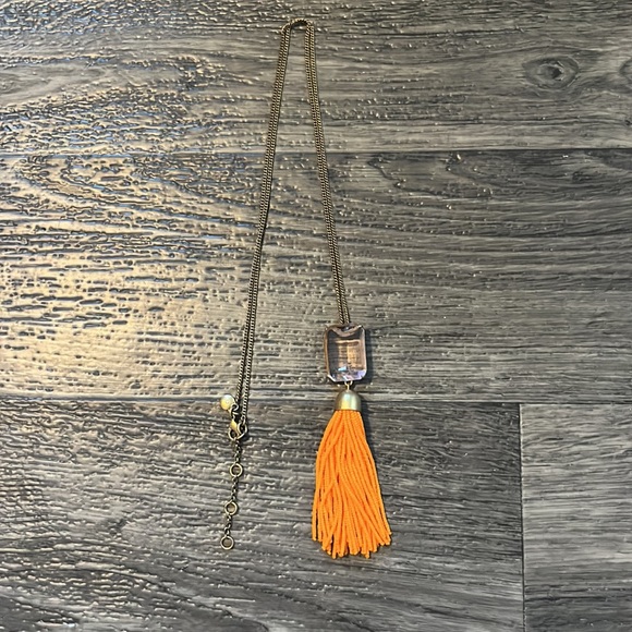 J. Crew Orange Tassel Statement Necklace - Picture 2 of 3